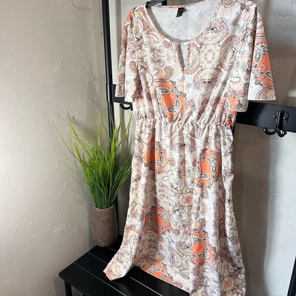 SHEIN paisley summer spring dress orange size XL - Picture 2 of 12